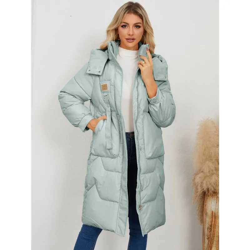 Women's Down Parkas 2025 NEW Europe and The United States Women's Autumn and Winter New Long Cotton-padded Jacket Thickened Warm Hooded Co
