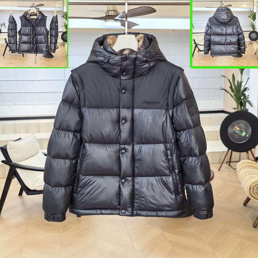 Bur Mens Hooded Winter Jacket Lightweight Puffer Coat Warm Casual Outerwear Solid Color Thick Down Style Jacket Streetwear Fashion