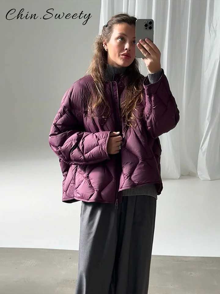 Women's Down Parkas Casual Women's Quilted Cotton Padded Coats Loose O-neck Long Sleeve Zipper Female Coat 2026 Winter Lady Chic Warm Outw