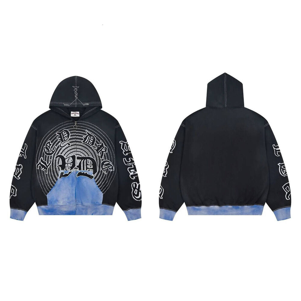 Vallshirt Hoodie Vintage Graphic Zip Up Designer For Men Women Unisex Washed Black White Pullover Loose Sweatshirts Retro Vale Dream Jacket 5Ba