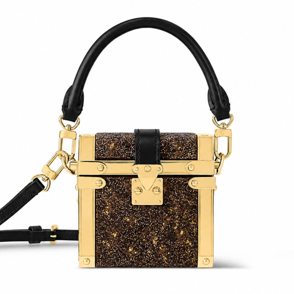 Mini Treasure Trunk Bag Structured Box Metal Corners Lock Clasp Leather Handle Chic Crossbody for Party Top-Tier Designer New Arrival