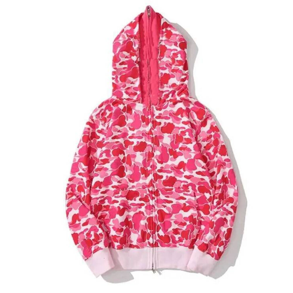 Shark Jacket Bathing App Fashion Casual Camouflage Printed Hoodies Jacket Men Women Spring Autumn Loose Couple Sleeve Zipper Trendy Bathing Ape Hood