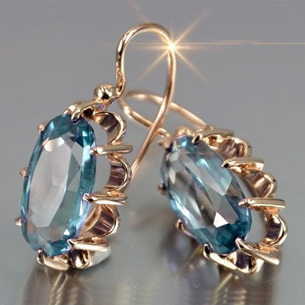 Huitan European American Cross-Border Wish New Vintage Court-Style Jewelry Series Inlaid With Zircon Eight-Claw Clasp Earrings And Ear Hooks