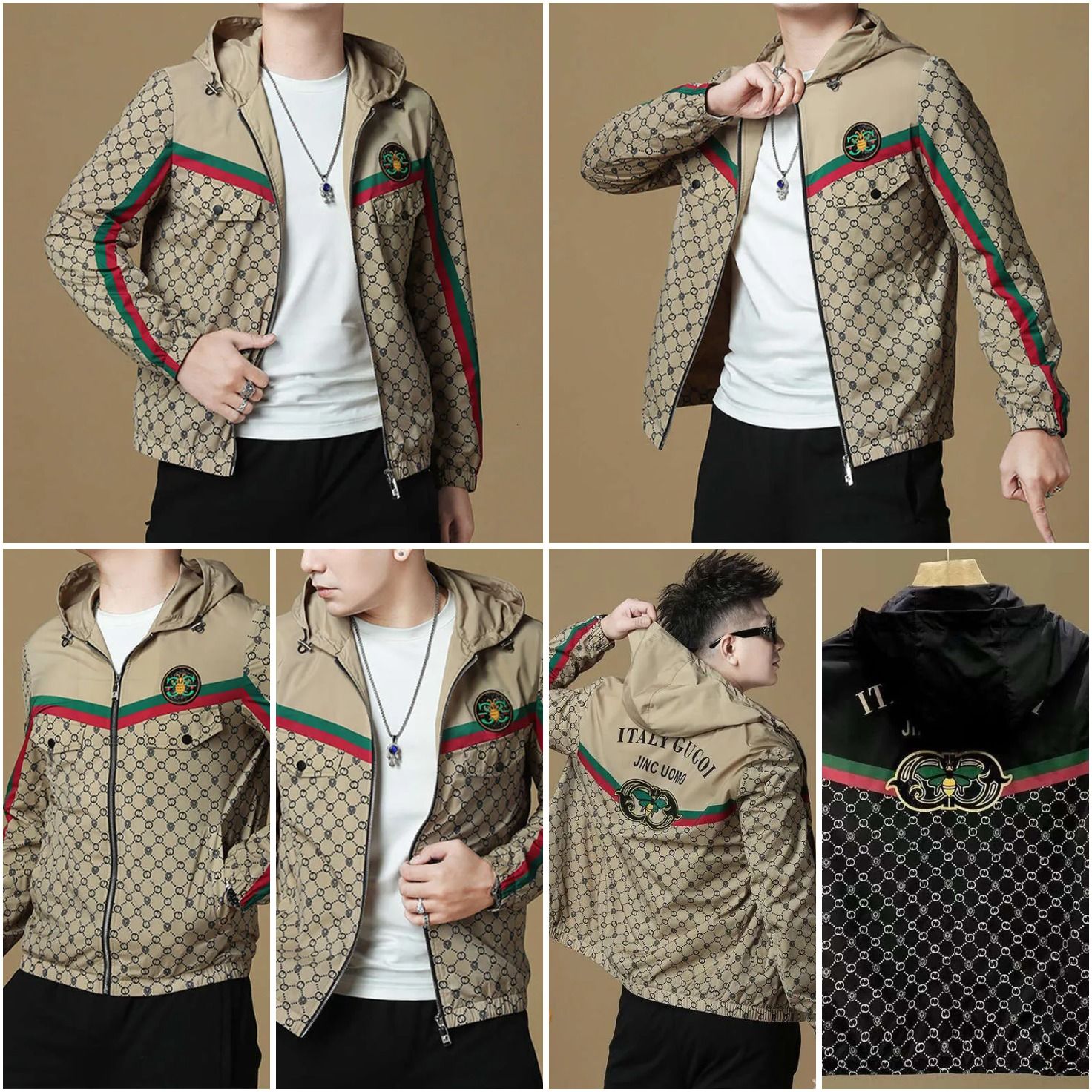 Free Shipping 2026 European-Style Light Luxury Jacquard Hooded Men 's Fashion Jacket, Stylish And Unique, Lightweight Casual Coat