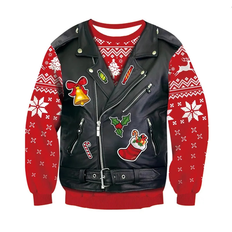 Ugly Christmas Sweaters Men Novelty Xmas Funny Two Pieces Sweatshirt Sweater 3d Print Led Light Suit Crew Neck Sweatshirt a261016