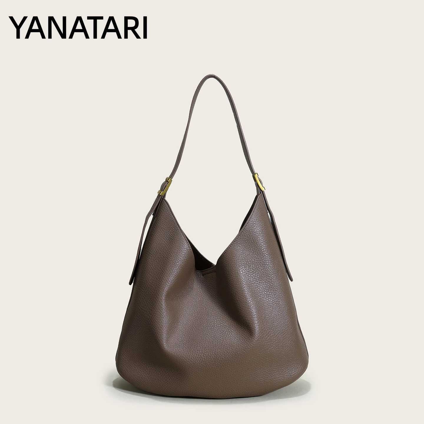 Evening Bags YANATARI Woman Shoulder Bag Soft Leather Large Capacity Fashion Tote Fashionable Handbag Shopping Crossbody Bucket Bag H261016