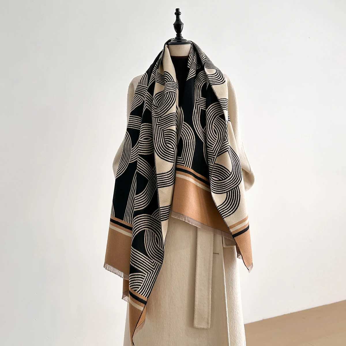 Elegant Heart Pattern Scarf Imitation Cashmere Soft Warm Versatile Shawl Coldproof Windproof Blanket Scarf for Autumn Winter S261017OJW2