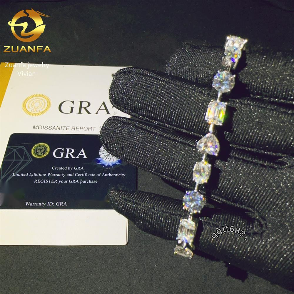 Iced Out Hip Hop Jewelry Pass Diamond Tester 65MM Tennis Bracelet 925 Silver VVS Moissanite Diamond Bracelet Women