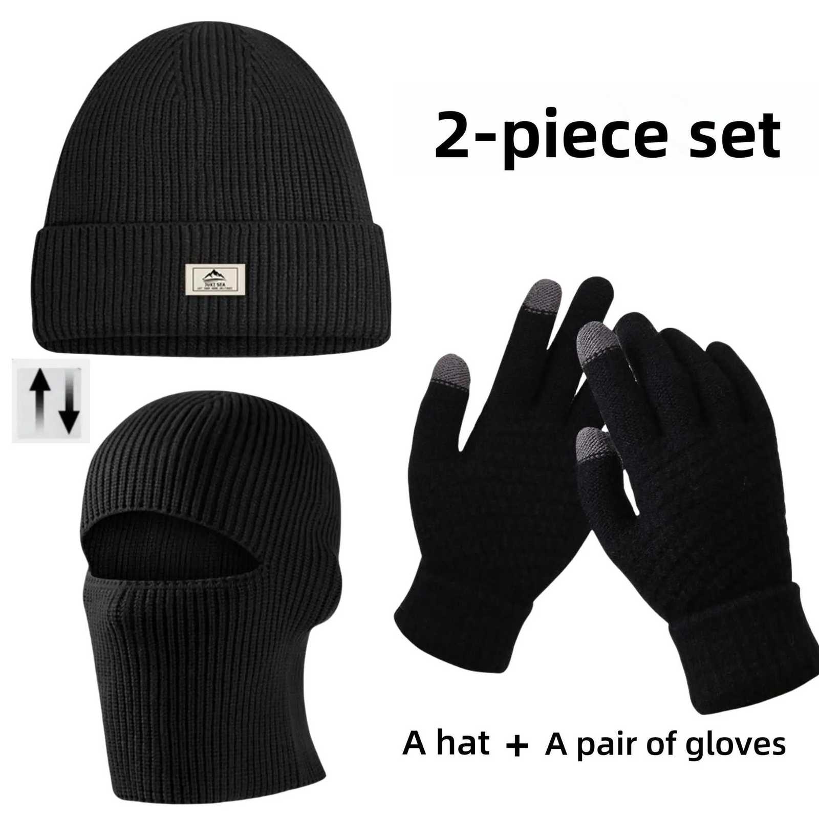 Beanie/Skull Caps Men's winter windproof and warm knitted woolen hat riding face mask men's warm gloves gift set Q261017