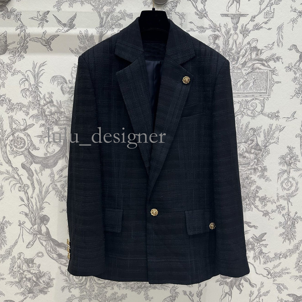 Designer jacket women winter 26 New Women's Tweed-Style Blazer With Subtle Patterns Featuring Retro Gold Buttons Slim Fit