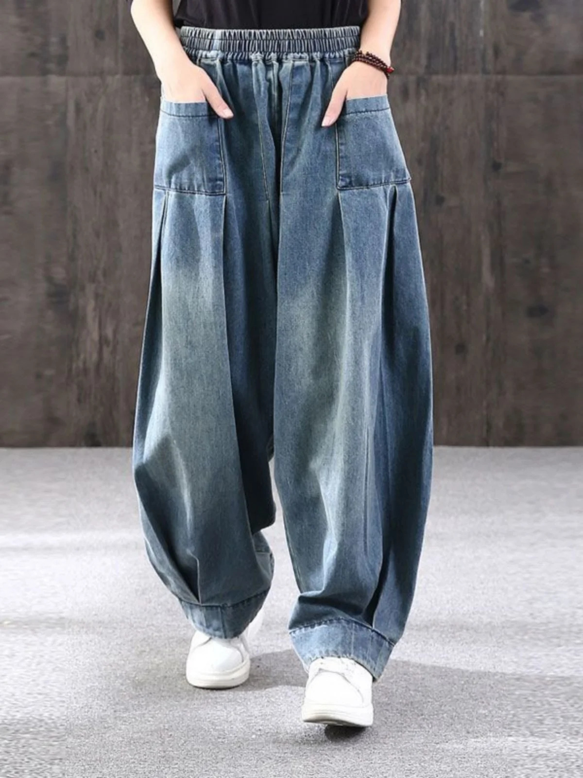 Summer Loose Large Size Harem Jeans Women's plus Size Carrot Pants Casual Lantern Pants Trendy Sle Mom Jeans High Waist 261015