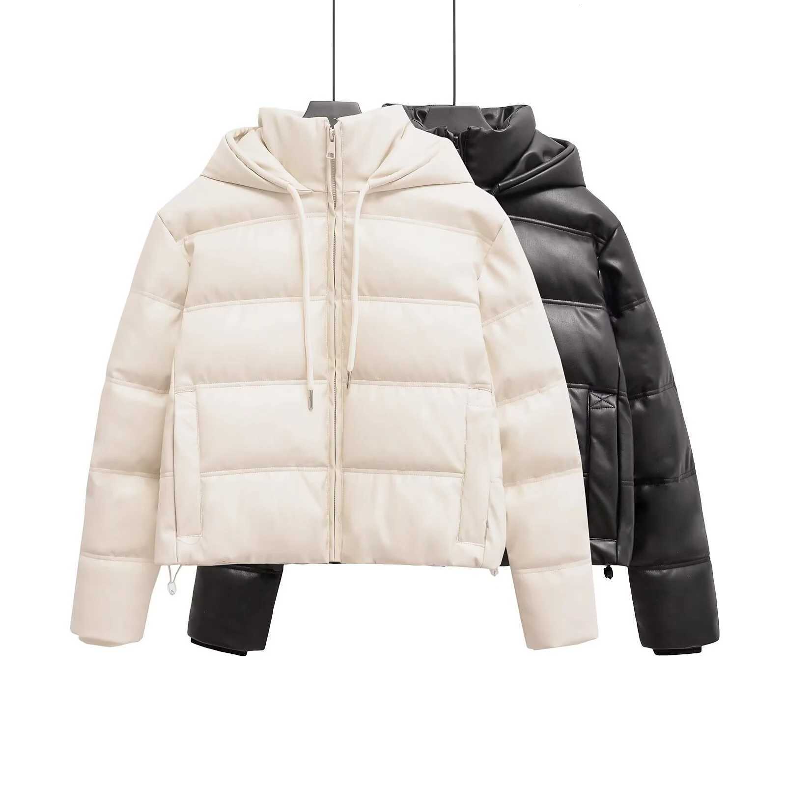 Women's Down Parkas 2025 Winter New Product Women's Clothing Imitation Leather PU Cotton Jacket Windproof and Waterproof Thick Jacket Loos