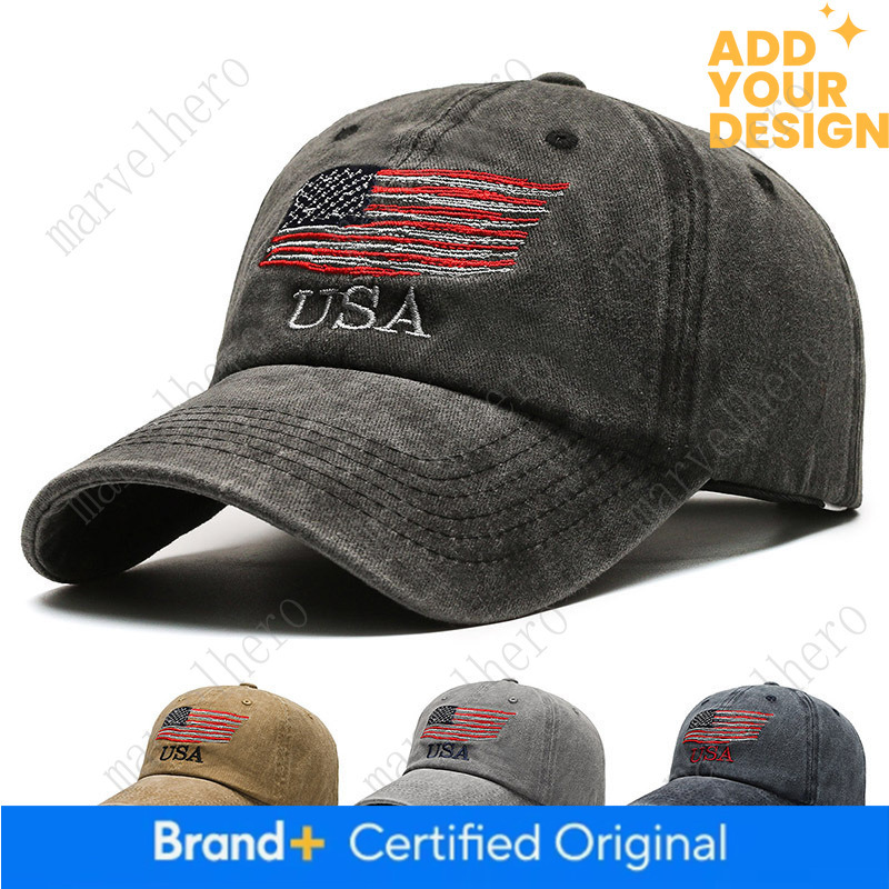 Cross Border European Couple S American Flag Retro Personalized Washed Sunshade Street Hip Hop Baseball Cap For Men And Couples