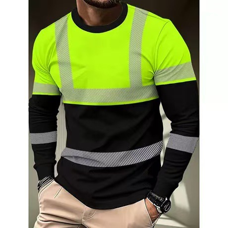 2026 Autumn And Winter 3D Color-Block Long-Sleeve Men's Round-Neck Milk Silk Athletic T-Shirt, Quick-Drying T-Shirt For Men Free Shipping