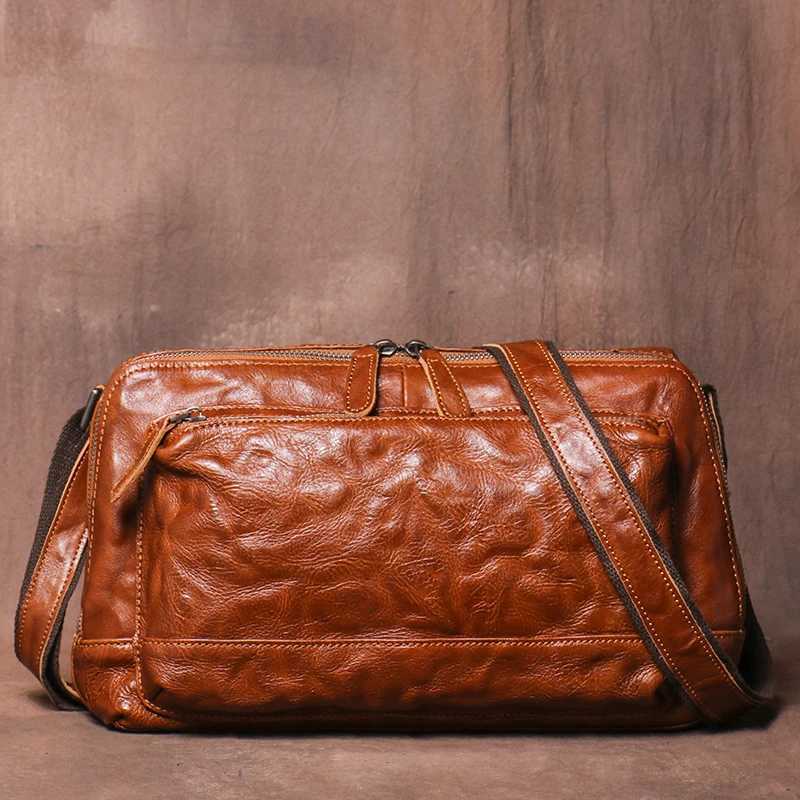 Designer LUOKIR Men's Genuine Leather Totes Shoder Bag Vintage Crossbody Bag Fi Persality Cowhide Messenger Bag 11 Inch iPadPro J261016