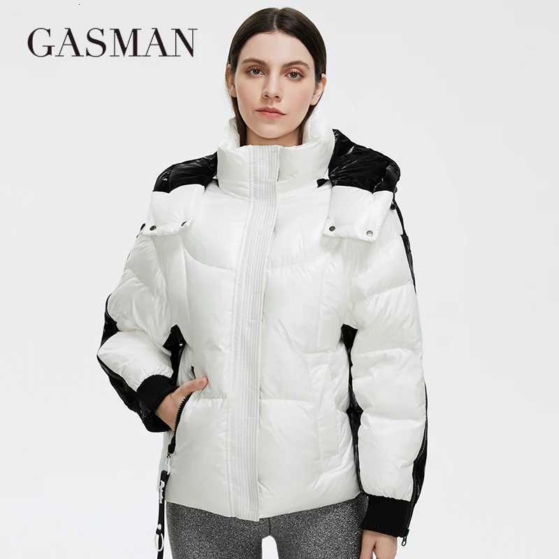 Women's Down Parkas GASMAN 2022 Women's Winter Down Jackets Short Fashion Designer Personality Women coat Color Contrast Waterproof Warm p