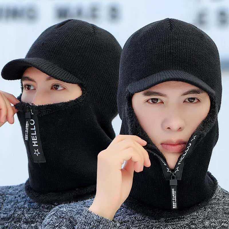 Beanie/Skull Caps Winter Men's Casual Plus Ear Protection Neck And Face One-Piece Hat Knitted Beanies Skullcap Scarf Caps Cycling Ski Mask Caps