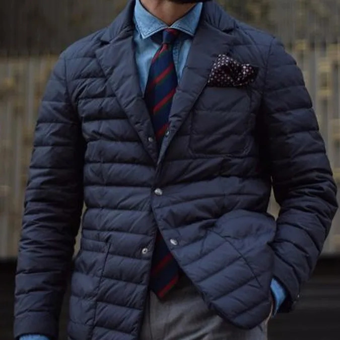 Men's Winter Warm Blazer Business Leisure Fashion Down Jacket Korean Slim Fit Solid Color Cotton Suit Casual Trendy Jacket 261015