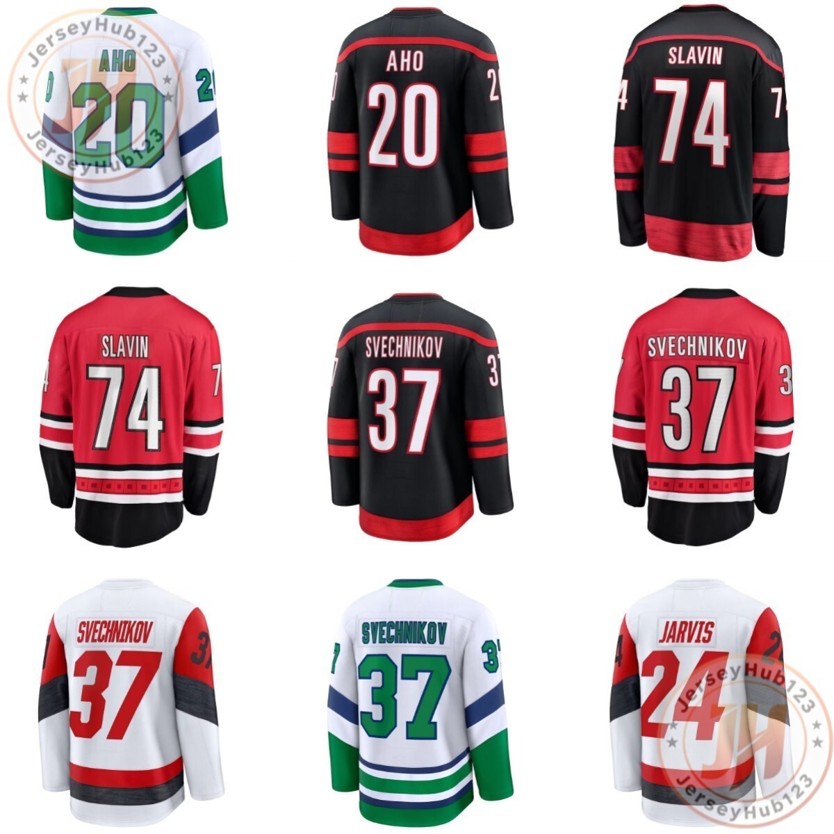 74 Jaccob Slavin #37 Andrei Svechnikov Men's Embroidery Ice Hockey Jersey Wholesale Hockey Uniform