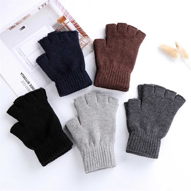 Winter Knitted Gloves Women Men Half Finger Short Thick Warm Mittens Keep Finger Warm Fingerless Typing Texting Gloves260920ww