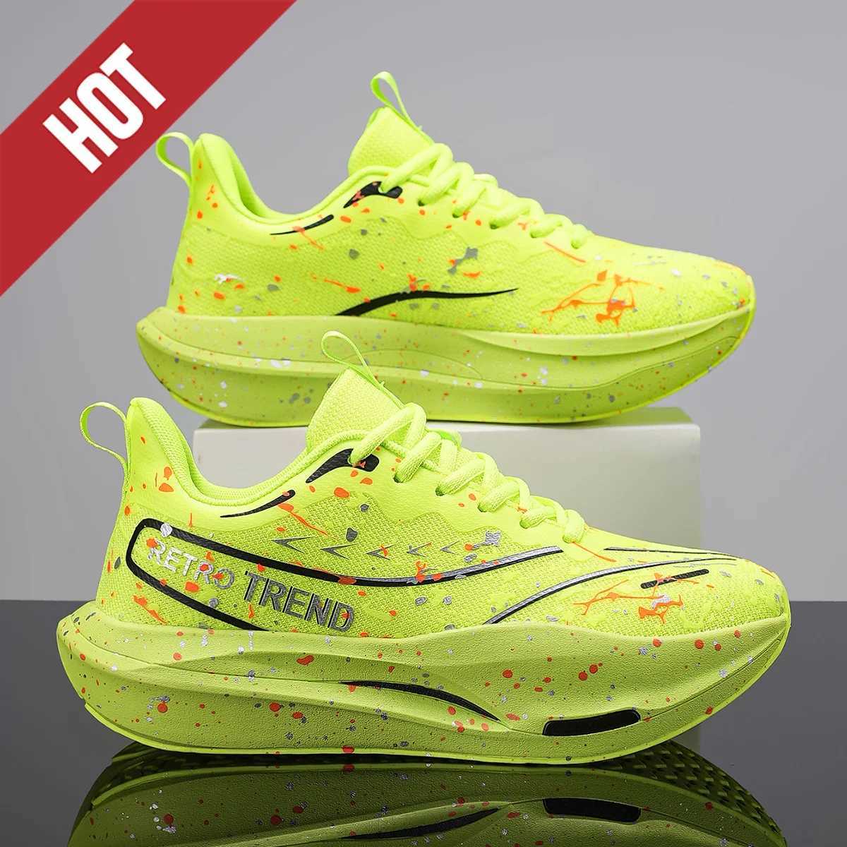 Casual Shoes Marathon Running Shoes Carbon Board Big Size 48 Men Sports Breathable Lightweight Women's Comfortable Athletic Outdoor Sneakers H2