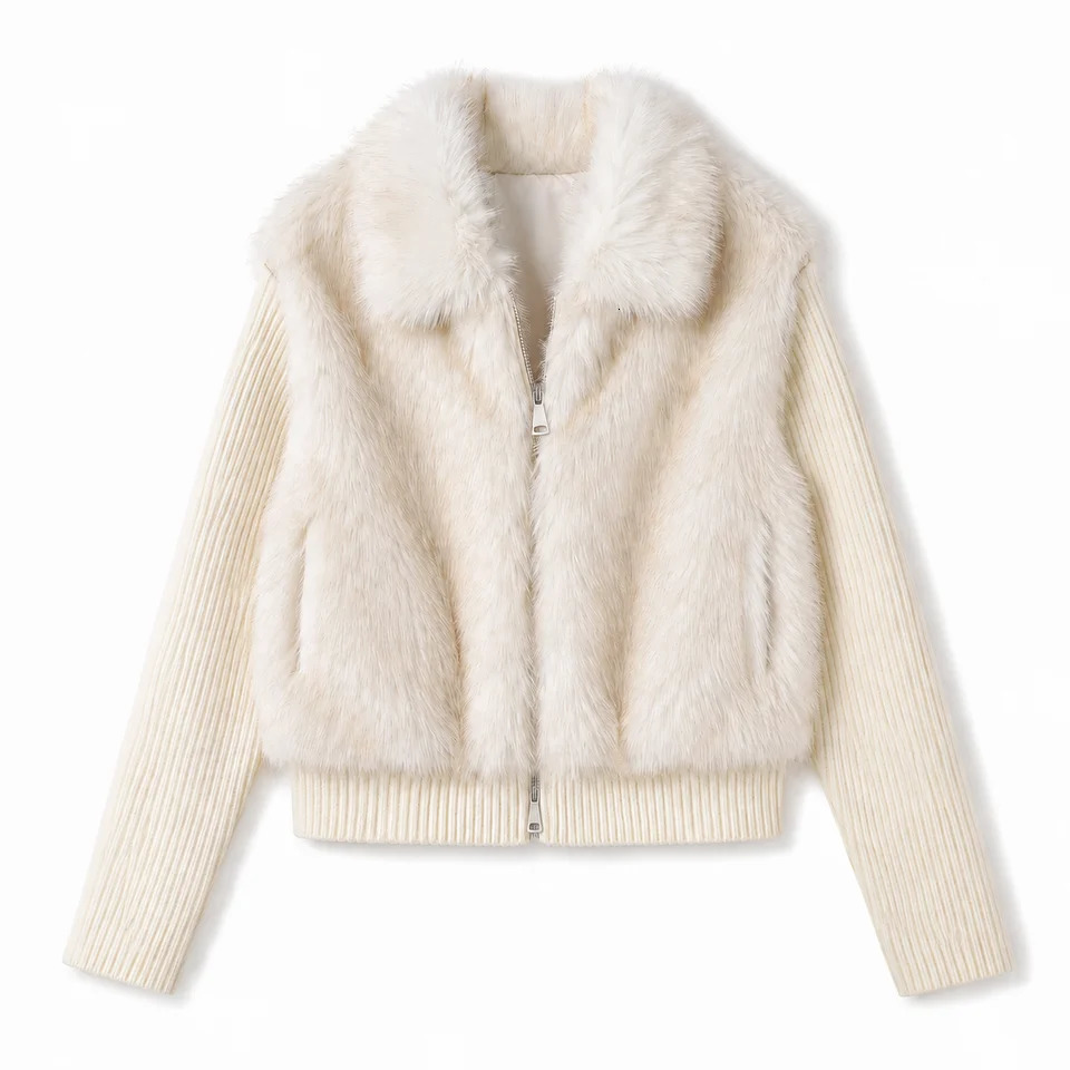 Women Patchwork Detachable Sleeve Parkas Jacket Female 2in1 Convertible Vest Lapel Zipper Short Winter Warm Outerwear Clothing 261015