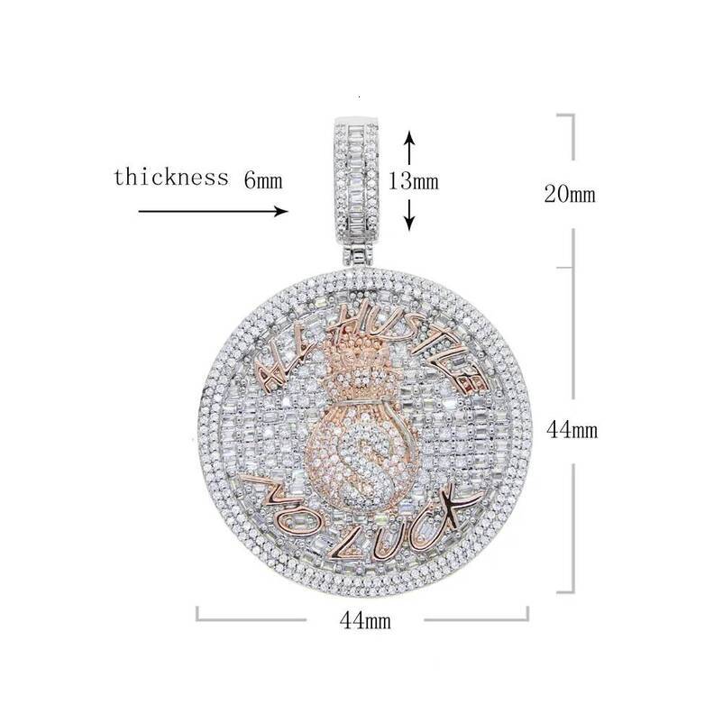 Dainty Adjustable Pendant Necklace Pendant Necklace Bling Round Custom Letter Iced Out Drop Money Bag open photo locket pendant Dollar Symbol Paved
