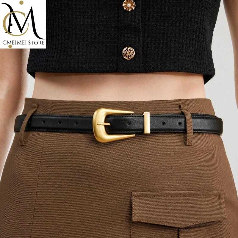 Women Genuine Leather Belt for Burgundy Leather With Gold Metal Buckle Luxury Casual Fashion Belts for Jeans Dresses M261016