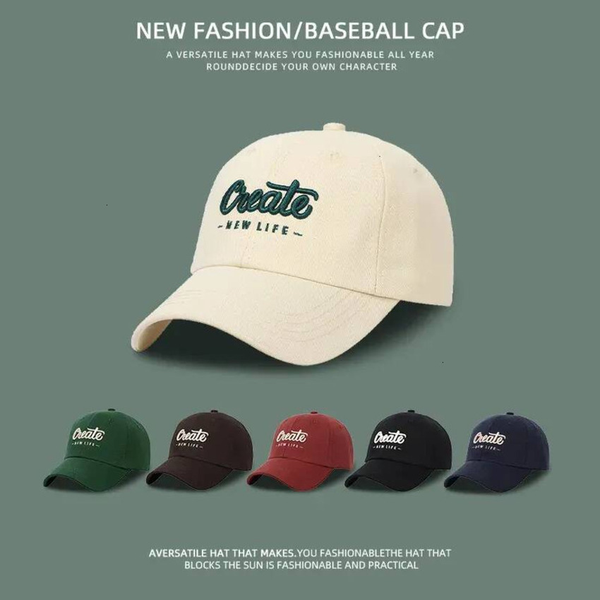 duckbill Ball Cap Cowboy Visor Baseball Cap Embroidered Create New Life Text Adjustable Golf Hat For Sun Protection Knit Design With Animal Pattern