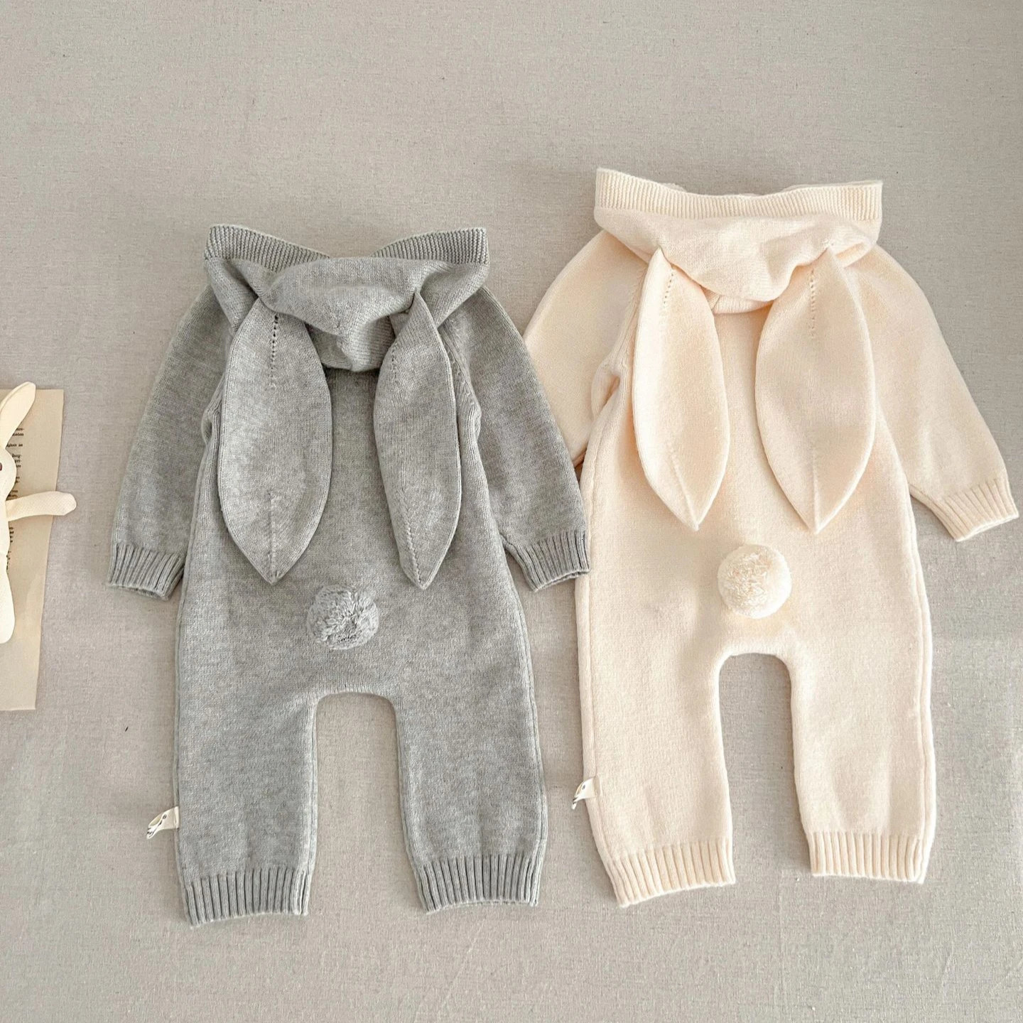 7623 Baby Clothes Knitted Jumpsuit Autumn Cute Little Bear Ears Boy's One Piece Clothes Knitted Climbing Clothes 261015