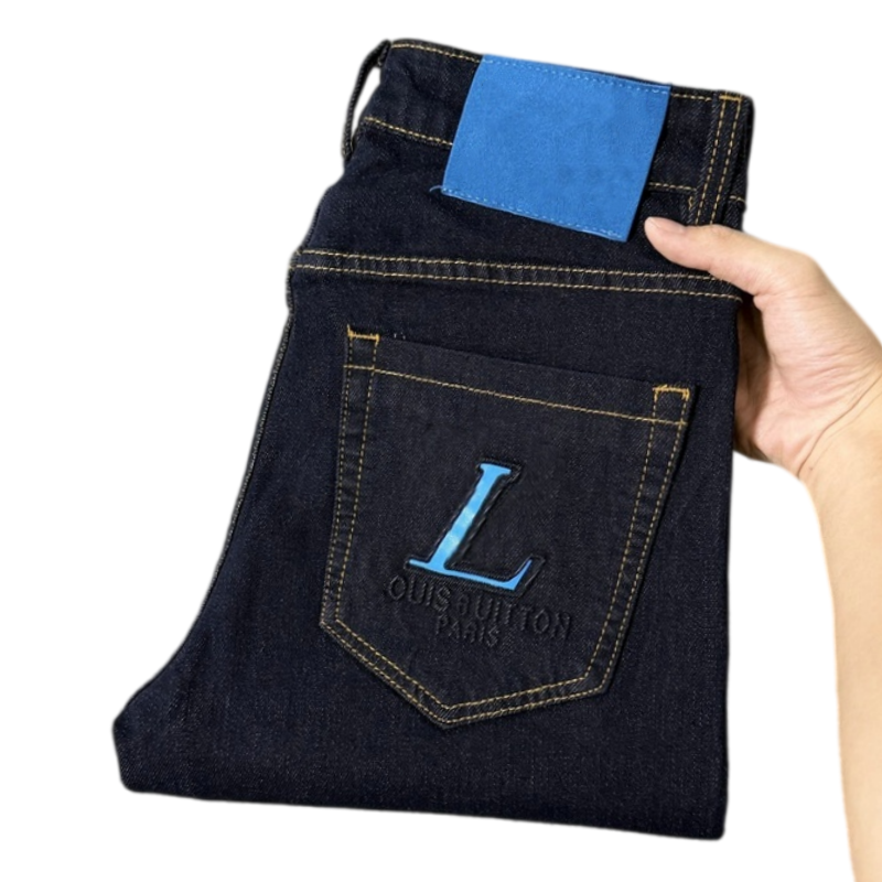 Men's Jeans Autumn Winter Men Slim Fit European American High-end Brand Small Straight Pants L822-99