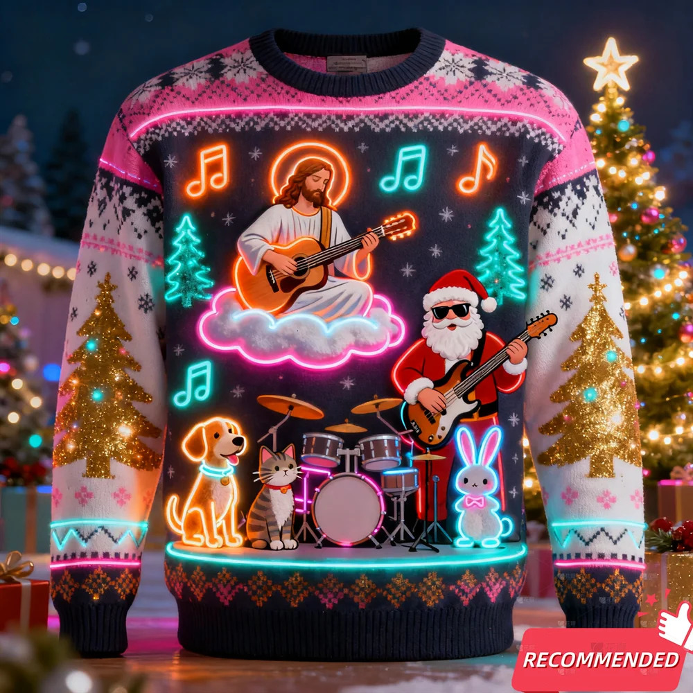 Neon Light 3D Printed Ugly Xmas Sweater For Women Men Clothes Merry Christmas Snowman Funny Santa Jesus Pullovers Tracksuit 261016