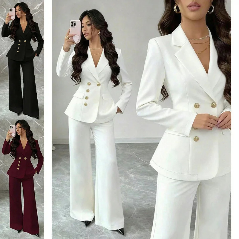 Ozone Women's Suit Is Stylish And Elegant Featuring A Long-sleeved Blazer And Straight-leg Pants A Two-piece Set Elegant 261016