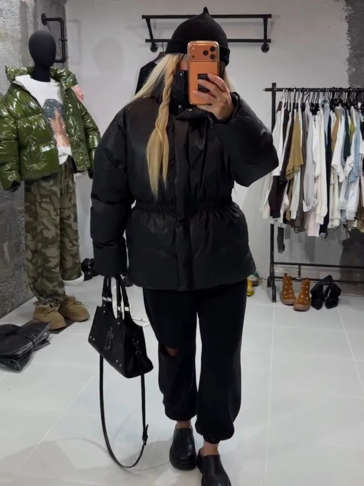 Casual Solid Womens Cotton Coats Back Zippers Stand Collar Thicken Waist Jackets 2026 Autumn Winter Fashion Lady Outwear 261016