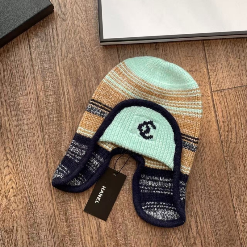Premium Women Luxury Knit Trapper Hat, Winter Warm Wool Blend Earflap Beanie With Embroidered Logo, Pom Pom Tassel Cap With Gift Box