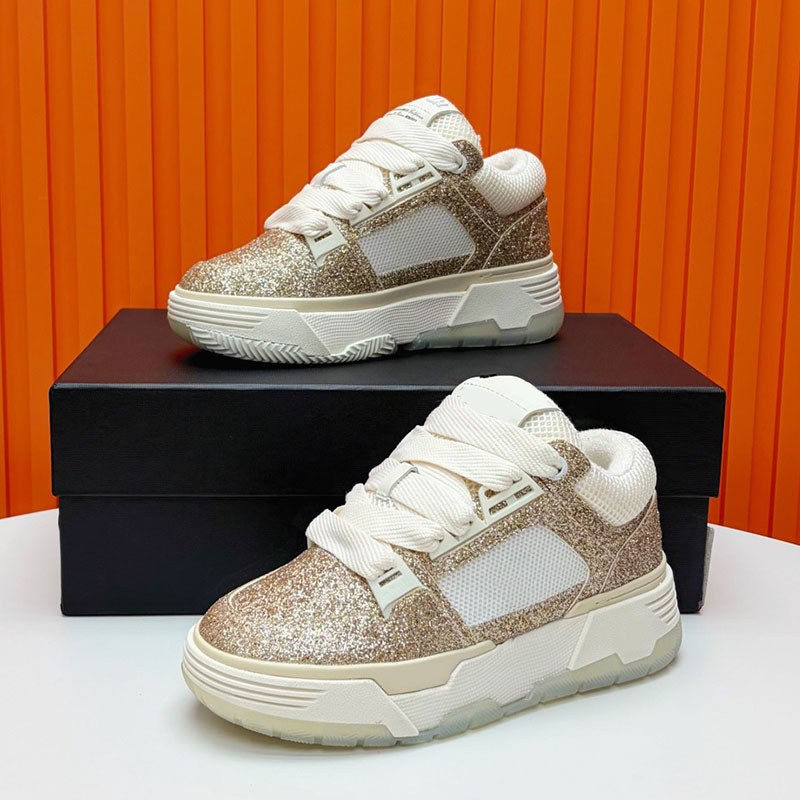 Womens Metallic MA-1 Designer Sneakers Ladies Luxury Brand Sneaker Removable Leather Covered Insole Casual Shoes Available Multiple Colors Classic I