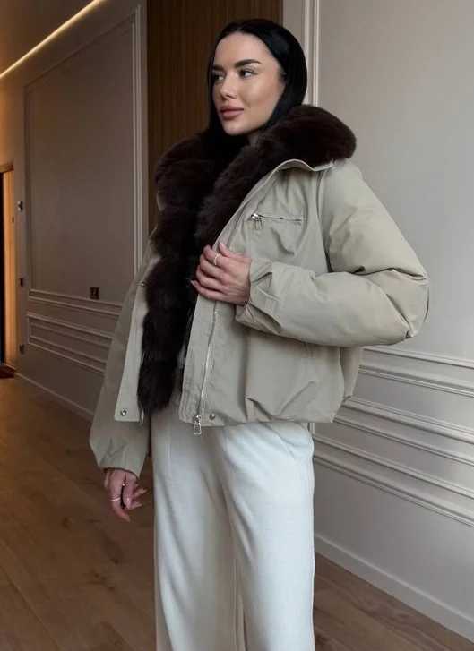 Women's Down Parkas Faux Fur Collar Cotton Padded Coat Fashion Long Sleeve Warm Short Parka Coat 2026 Women Winter Female Casual Street Outerwe