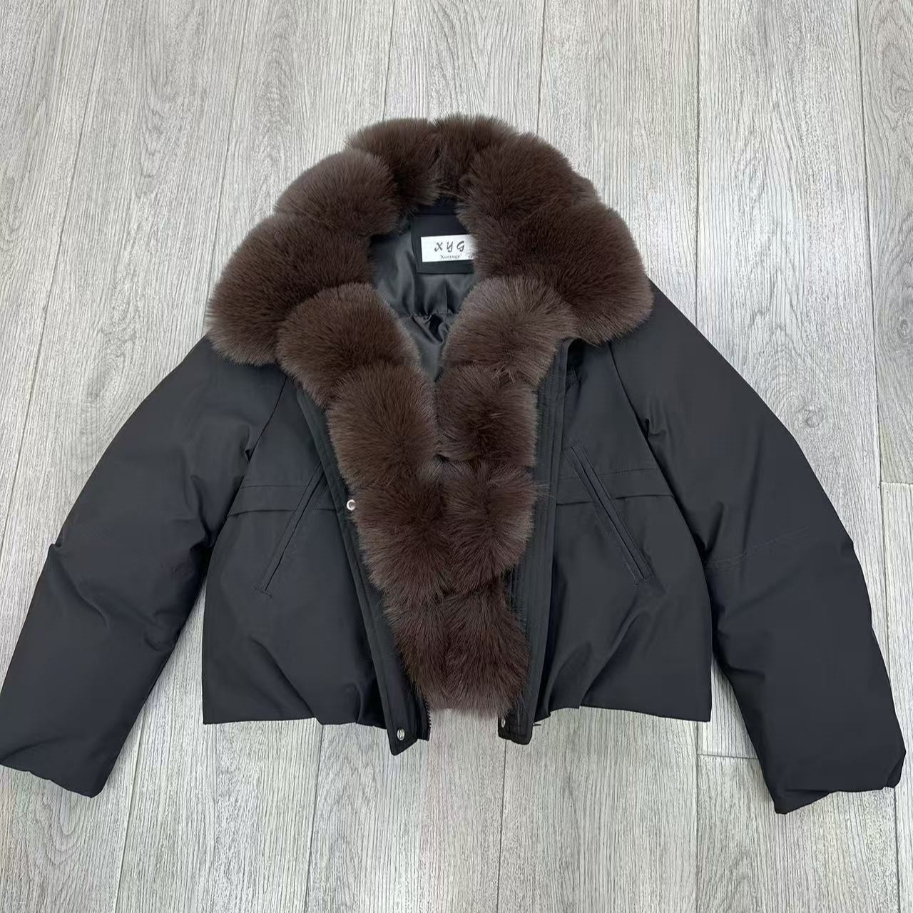 Luxury Brand Designer Clothes 2026 New Short-Style Cotton Jacket For Export, Winter New Collection, Faux Fox Fur-Lined Down Cotton Coat, Women'