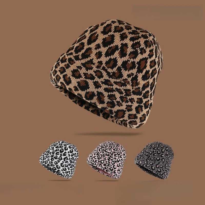 Retro Leopard Print Knitted Cold Hat Autumn and Winter Personalized Pullover Hat Men's and Women's Street Trendy Warm Hat S2610175ZY5