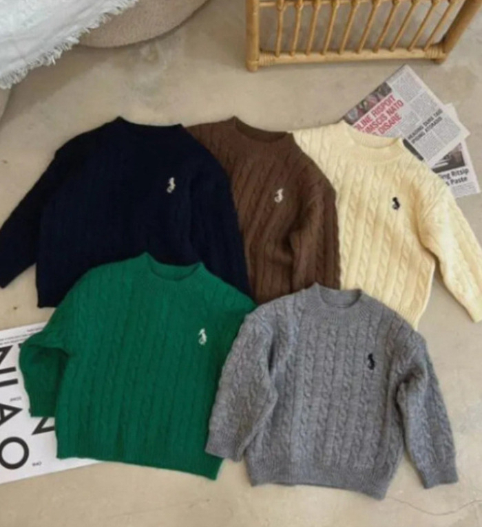 Kids Baby Knitwear Sweater Fashion Boy Girls Outerwear Coat Embroidery Warm Pullover Sweaters Autumn Winter Designer Children Clothes AAD