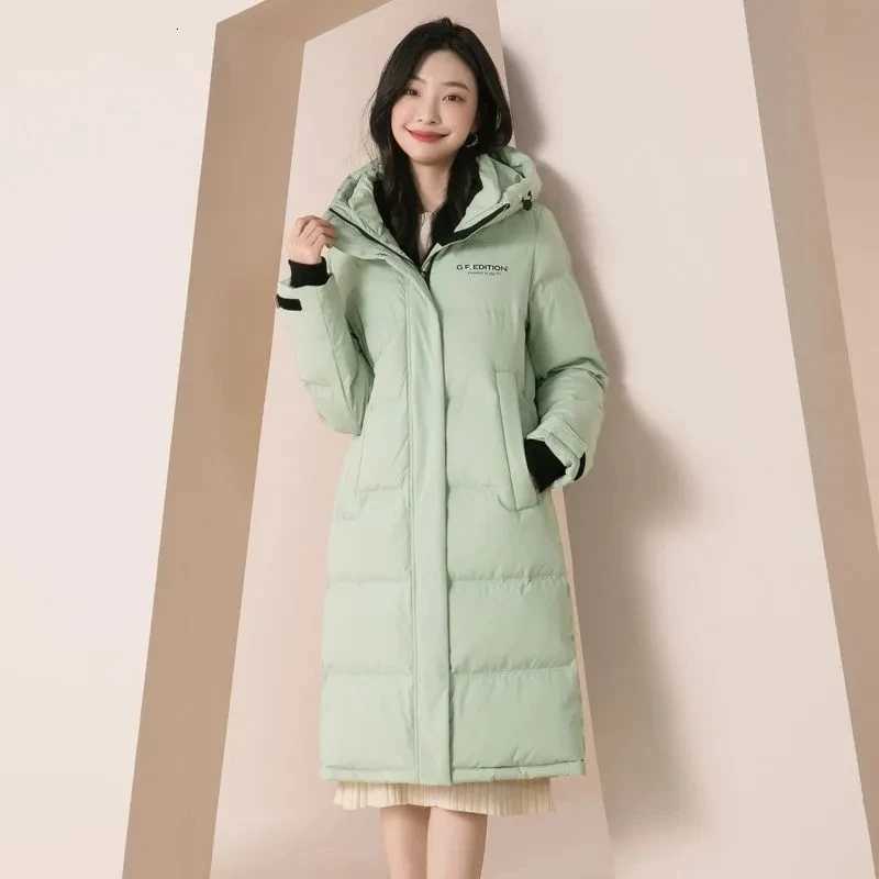 Women's Down Parkas Women'S Mid-Length Thicken Down Cotton Jacket 2025 New Women Cotton-Padded Jacket Winter Hooded Long Parkas Coat Women