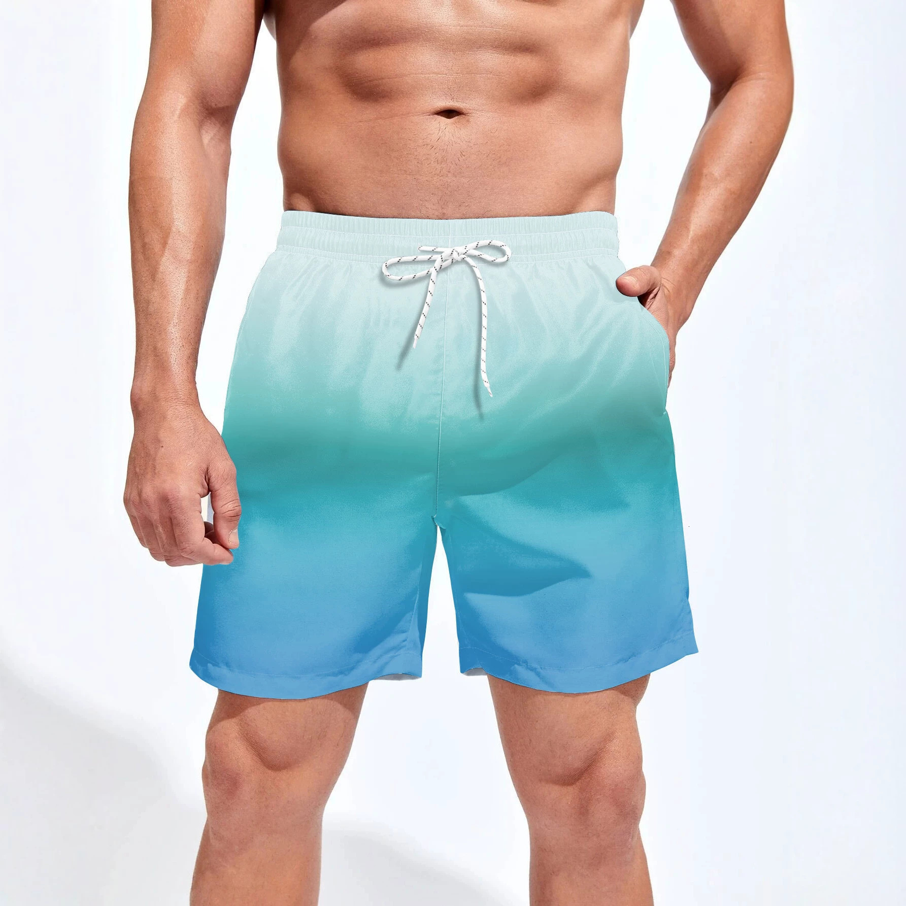 2026 Summer Men's Fashion: American-Style Street Pants, Trendy Casual Straight-Leg 3D Printed Beach Shorts, European And American Style Free Sh