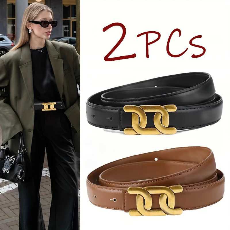 2pcs Light Luxury High-end Design Women's Belt Suitable For Daily Versatile Birthday Parties And Various Special Occasions S261017W4ZE
