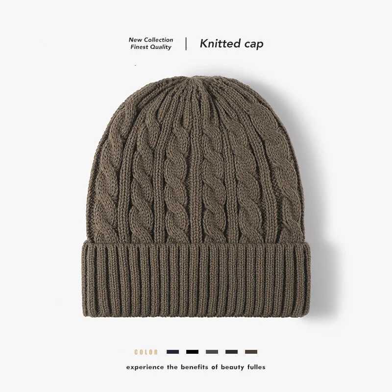 Beanie/Skull Caps Autumn and Winter Knitted Fleece-Lined Thickened Warm Ear-Protecting Jacquard Beanie for Men Cross-Border Outdoor Woolen HatT26101