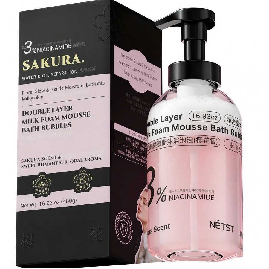 480g 3% Nicotinamide Double-layered Milk Mousse Bubble Bath Fragrance Perfume Type Long-lasting Brighten Shower Gel S261017W6EN