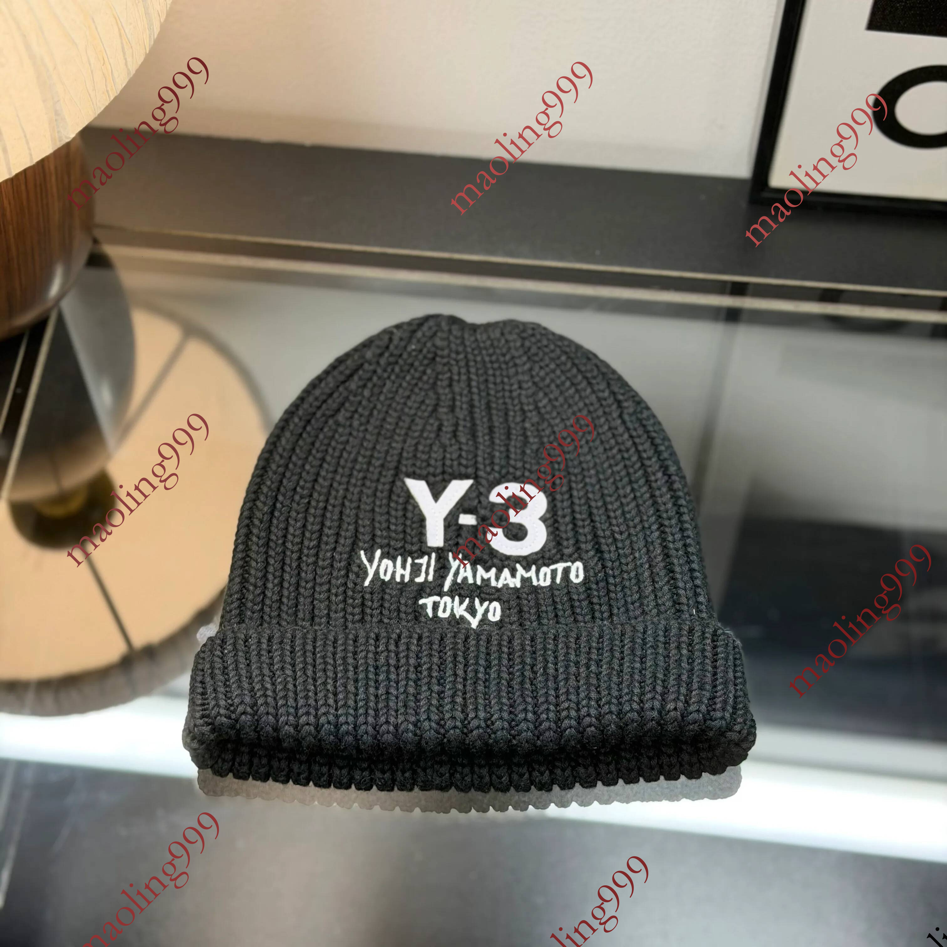 Y 3 Embroidery Knitted Beanie Unisex Thick Rib Cuffed Skull Cap Men Women Streetwear Winter Warm Knit Hat