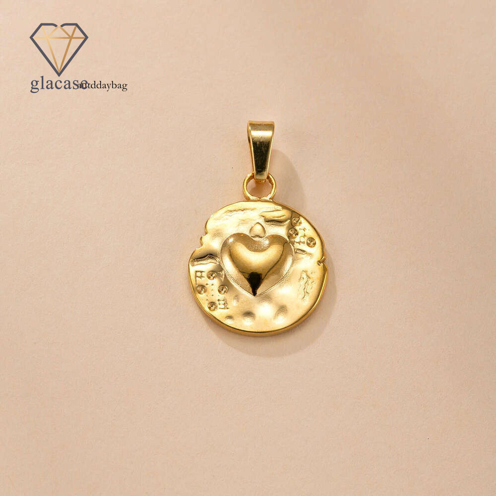 Single 925 Sterling Silver 18K Gold cast round pendant with diamonds necklace accessory light luxury vintage DIY jewelry wholesale