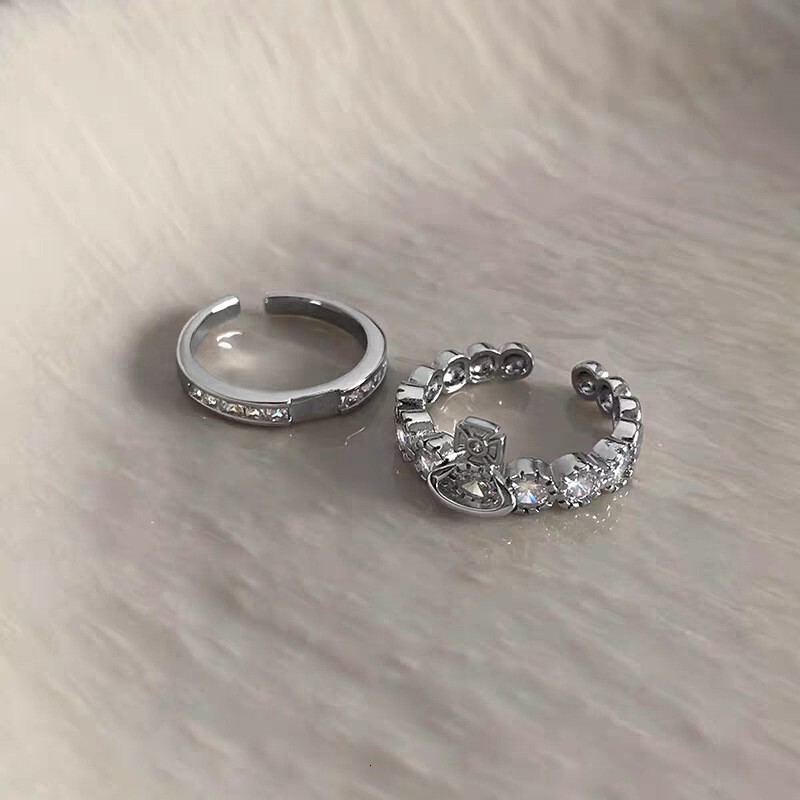 ring Queen Mother Saturn Zircon Double-Layer Detachable Sparkling Diamond Crown Couple Ring for Women, Light Luxury Stackable with Unique Design