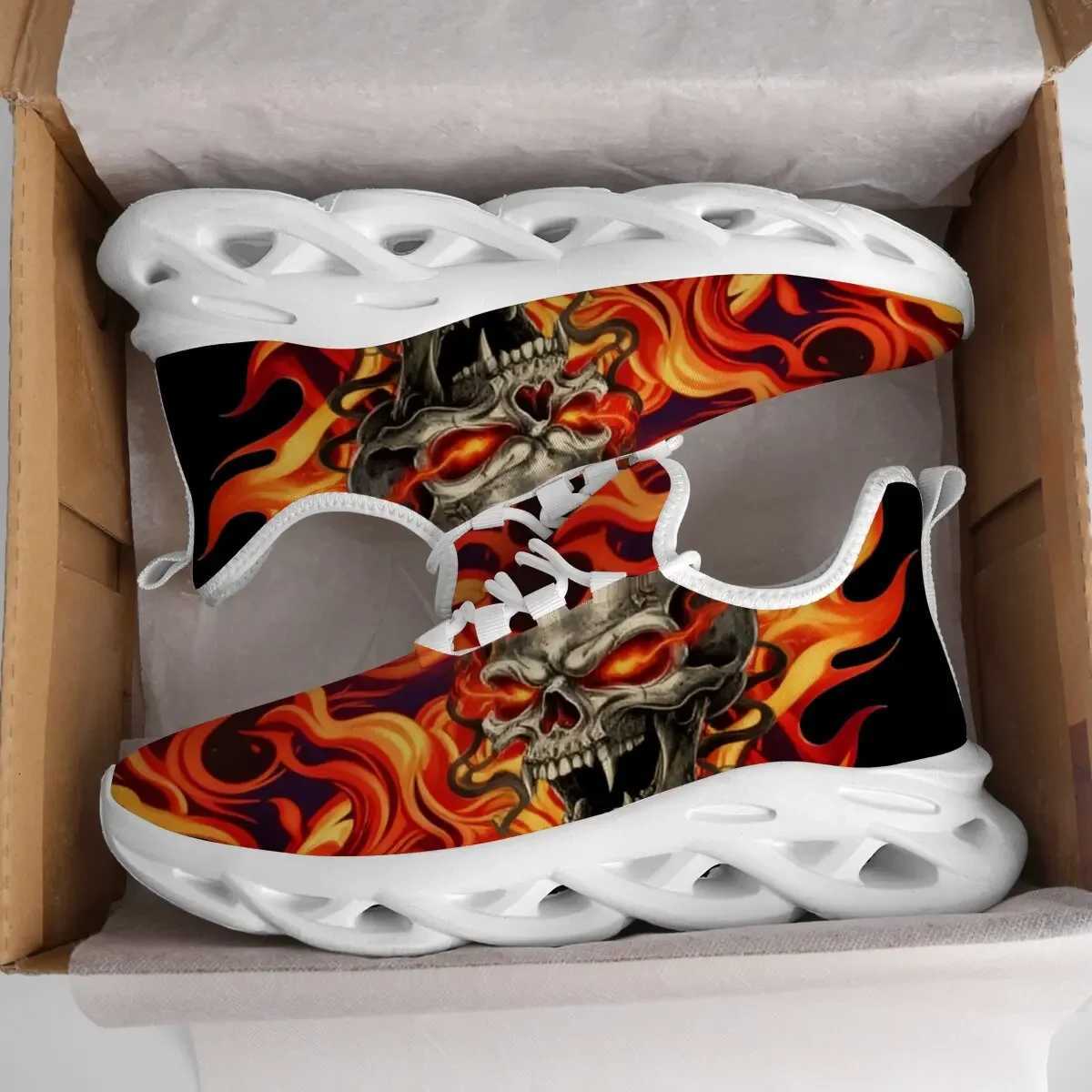 Casual Shoes Men's Skull Art Pattern Casual Sneakers Soft Lace Up Sport Shoes Running Shoes Breathable Lightweight Outdoor Walking Zapatillas H