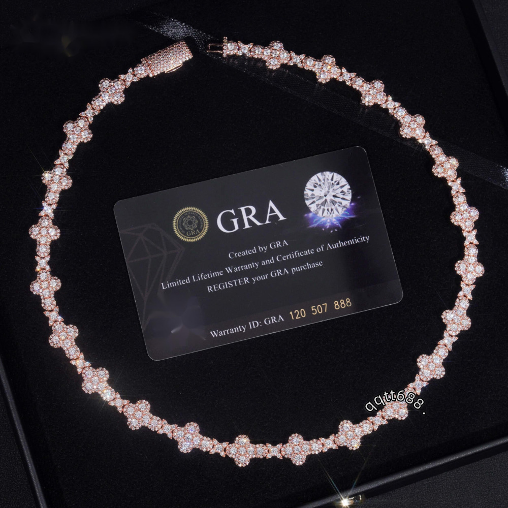 Mens Necklace Fashion Rose Gold Plated 13mm 925 Sterling Silver Vvs Moissanite Diamond Iced Out Star Cross Link Necklace